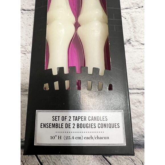 Martha Stewart Halloween Skeleton bones 10 inch white taper candles - NIP - Picture 2 of 4